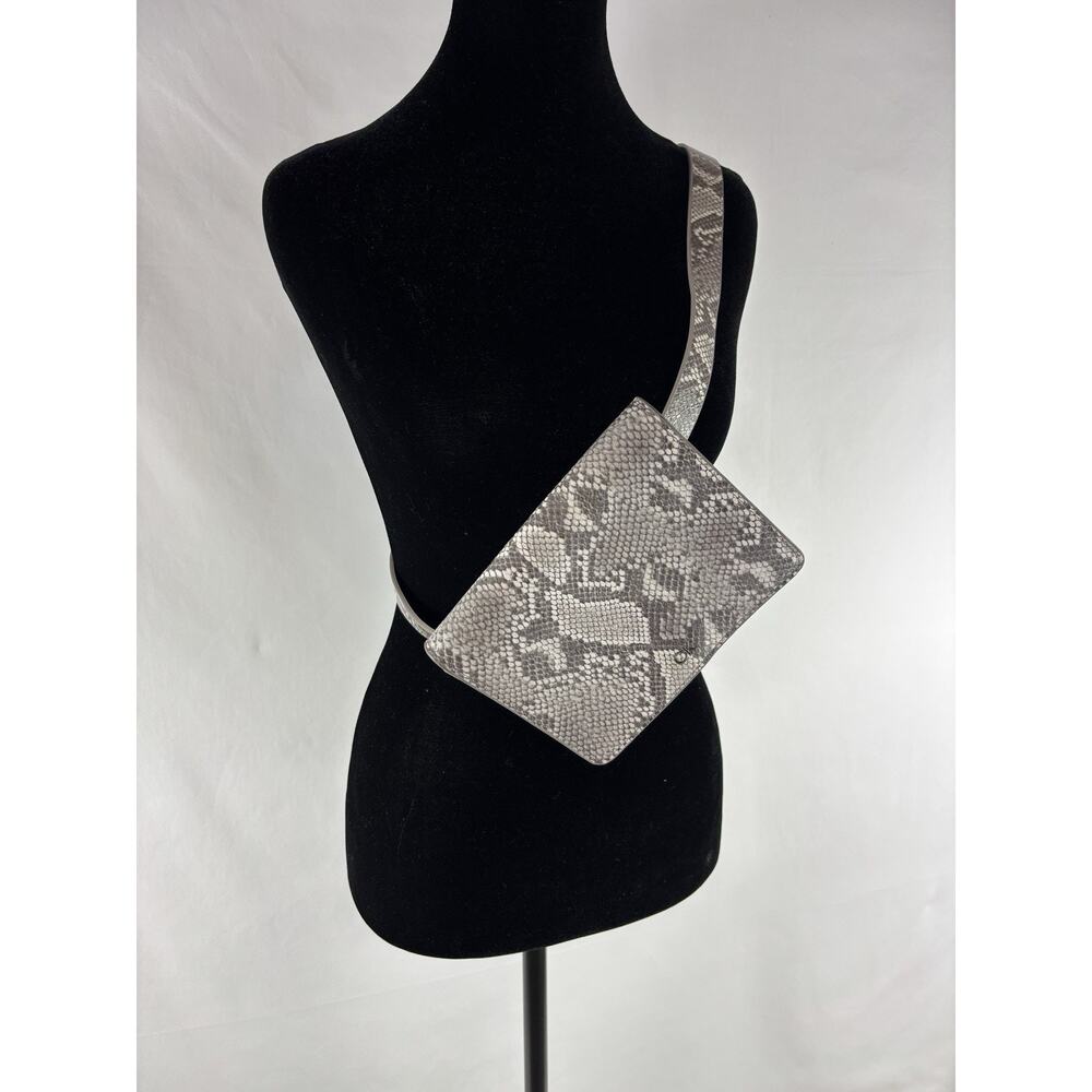 Calvin Klein Belt Bag Grey White Snakeprint Coated Leather Large Reptile